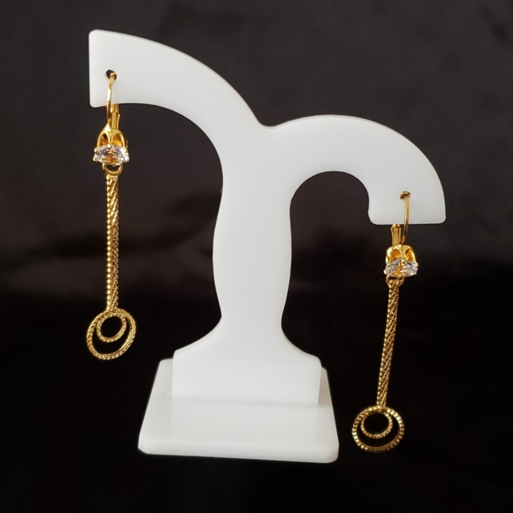 Clear Rhinestone Gold Color Dangle Earrings